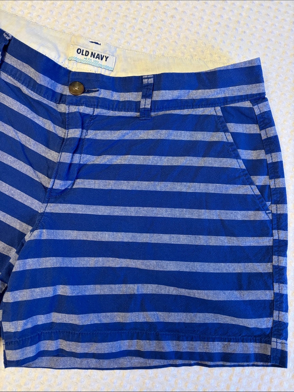 Old Navy Size 10 Royal & Light Blue Striped Shorts Classic Chino Preppy - Picture 3 of 14